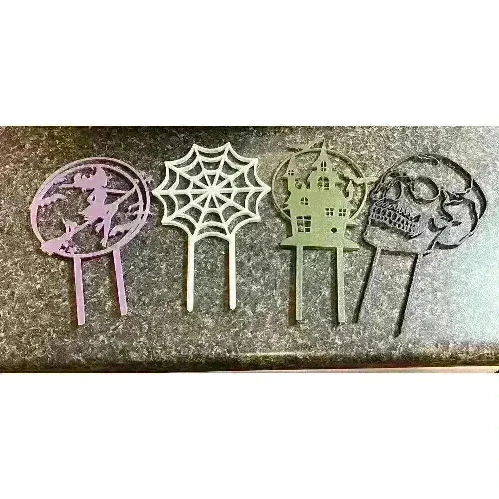 NEW 3D Printed Set of 4 Plant/Flower Pot Decorations Gothic Halloween Theme